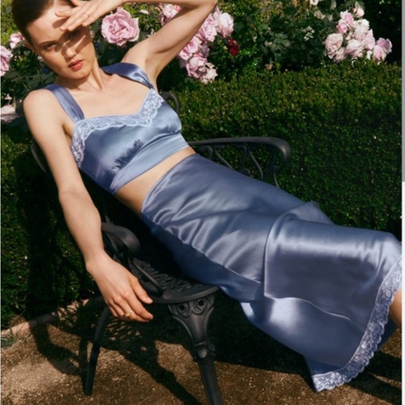 Reformation Dresses & Skirts - Reformation 2-Piece Blue Beatrice Set Dress 100% Silk